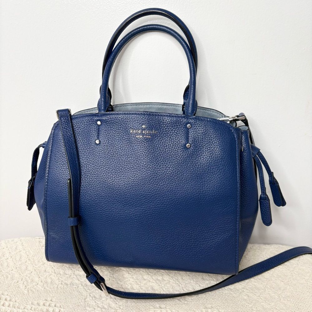 Kate Spade Tegan Medium Satchel River Blue Leather Crossbody Bag WKRU6855